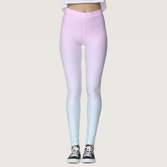 Pink and blue pastel gradient background leggings (Front)