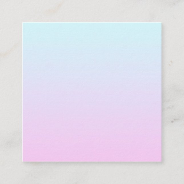Pink and blue pastel gradient background square business card (Front)