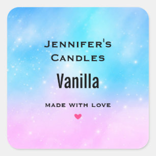 Pink and Blue Pastel Gradient Sky Candle Business Square Sticker