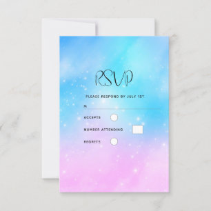Pink and Blue Pastel Gradient Sky Wedding RSVP Card