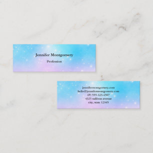 Pink and Blue Pastel Gradient Sky with Stars Mini Business Card