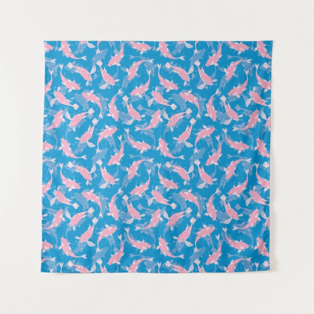 Pink and Blue Pattern - Koi Fish Tapestry (Front)