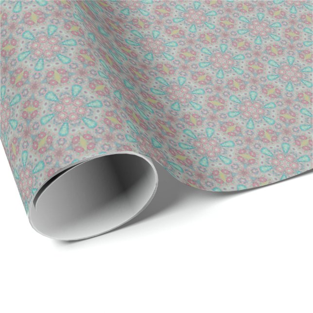 Pink and Blue Pattern Wrapping Paper. Paper (Roll Corner)