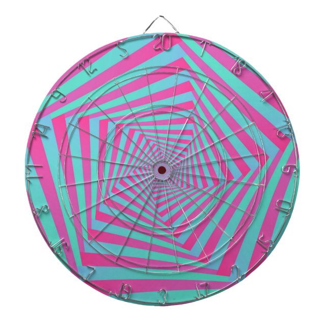 Pink and Blue Pentagon Spiral  Dartboard (Front)