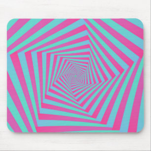 Pink and Blue Pentagon Spiral Mousepad