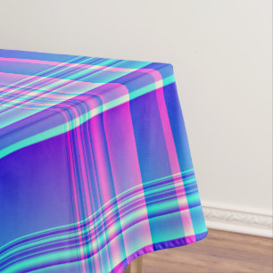 Pink and Blue Plaid Chequered Tablecloth