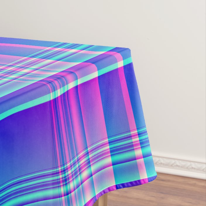 Pink and Blue Plaid Chequered Tablecloth Zazzle.co.uk