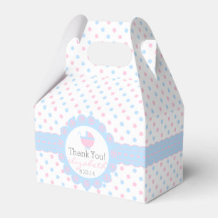 Pink and Blue Polka Dots Gender Reveal Baby Shower Favour Box