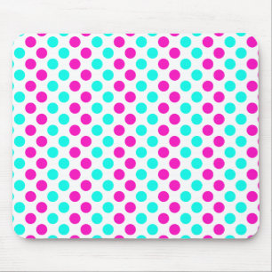 Pink and Blue Polka Dots Mouse Mat