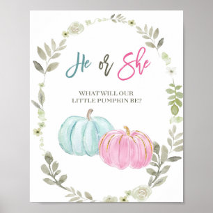 Pink and Blue Pumpkin Voting Board Poster