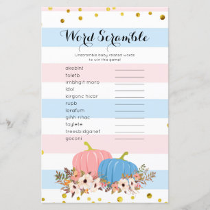 Pink and Blue Pumpkin Word Scramble Game