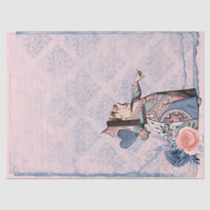 Pink and Blue Queen of Hearts Decoupage Tissue Paper
