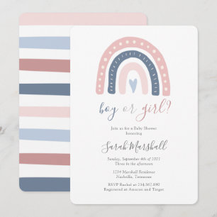 Pink and Blue Rainbow Boy or Girl Baby Shower Invitation