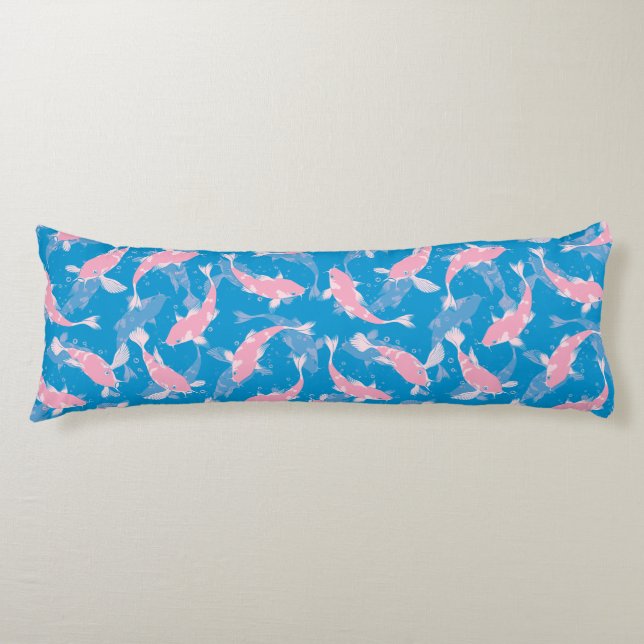 Pink And Blue Repeating Motif | Koi Fish Pattern Body Cushion (Front)