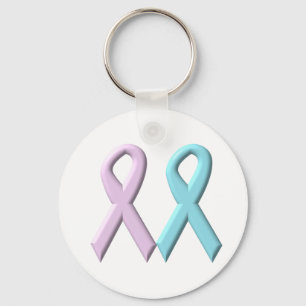 Pink and Blue Ribbons Key Ring