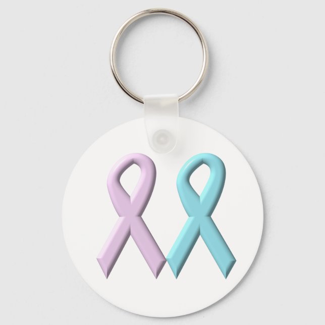 Pink and  Blue Ribbons Key Ring (Front)