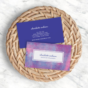 Pink and Blue Rolled Ink Modern Business Card