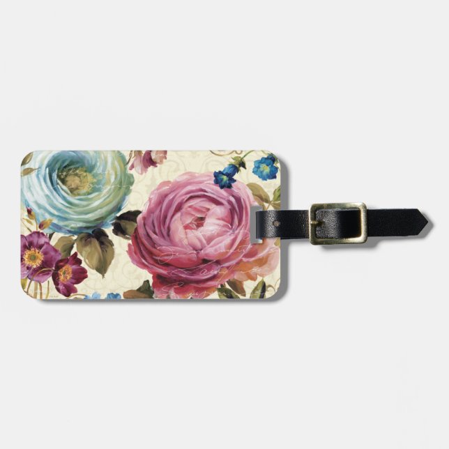 Pink and Blue Rose Luggage Tag (Front Horizontal)