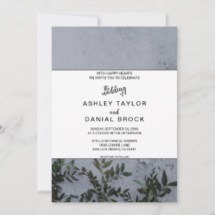 Pink and blue roses botanical floral Wedding Invit Invitation