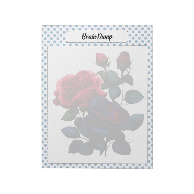 Pink and Blue Roses Brain Dump Notepad (Rotated)