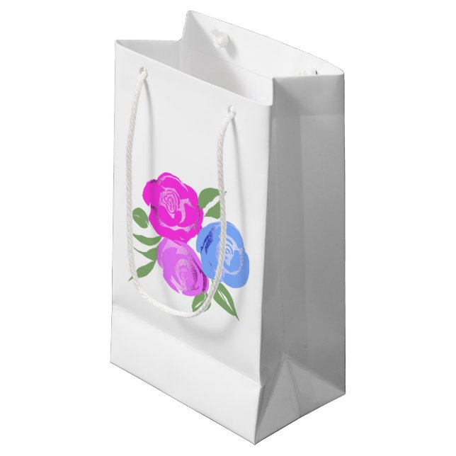 Pink and Blue Roses Gift Bag (Front Angled)