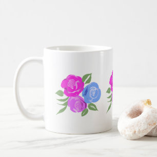 Pink and Blue Roses Mug