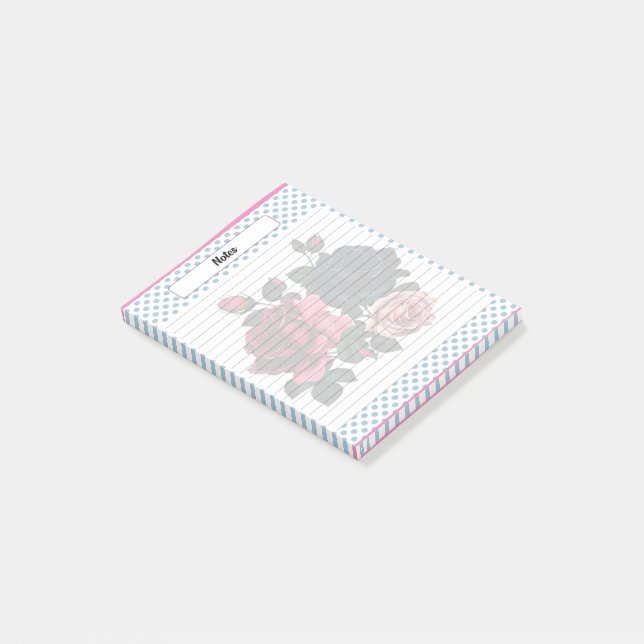 Pink and Blue Roses Notes (Angled)