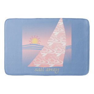 Pink and Blue Sail Away Bath Mat