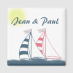 Pink and blue sailboats magnet<br><div class="desc">His and her sailboats for the just to be - or already married couple who loves sailing. Easily change names on this design.</div>