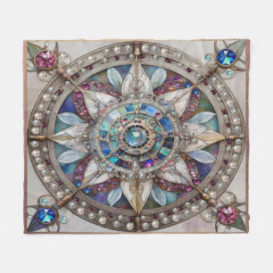 Pink and Blue Sapphires Diamonds Pearls Mandala Fleece Blanket
