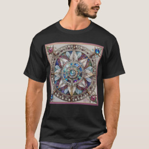 Pink and Blue Sapphires Diamonds Pearls Mandala T-Shirt