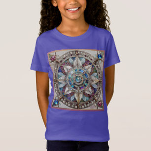 Pink and Blue Sapphires Diamonds Pearls Mandala T-Shirt