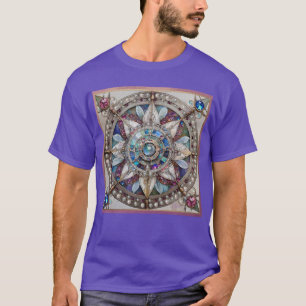 Pink and Blue Sapphires Diamonds Pearls Mandala T-Shirt