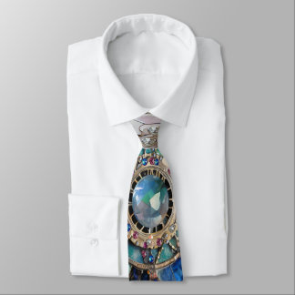 Pink and Blue Sapphires Diamonds Pearls Mandala Tie