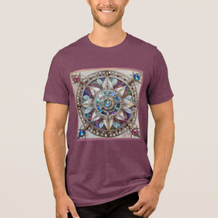 Pink and Blue Sapphires Diamonds Pearls Mandala Tri-Blend Shirt