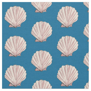Pink and Blue Scallop Shell Pattern Fabric