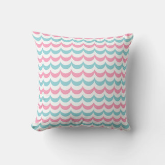 Pink and Blue Scalloped Pattern Cushion