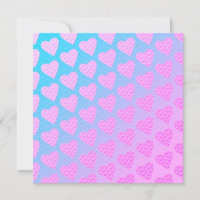 Pink and Blue Scribble Hearts Valentines Day    Card (Front)
