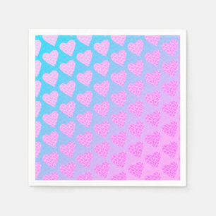 Pink and Blue Scribble Hearts Valentines Day Party Napkin