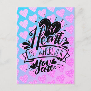 Pink and Blue Scribble Hearts Valentines Day    Postcard