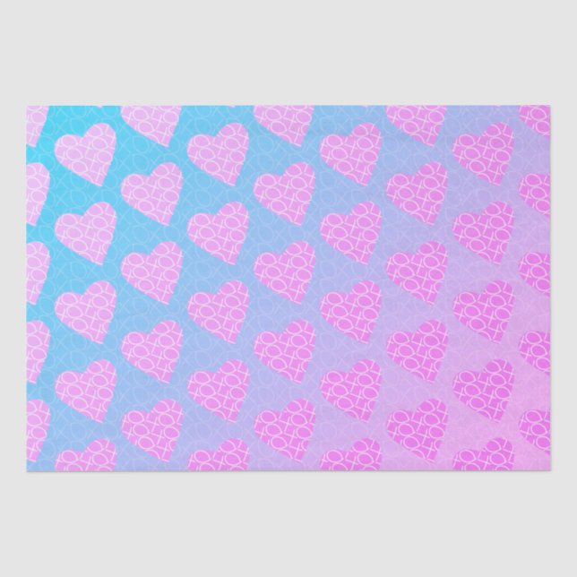 Pink and Blue Scribble Hearts Valentines Day   Tissue Paper (Front)