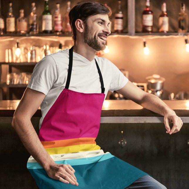 Pink and Blue Shades Stripe Apron (apron)