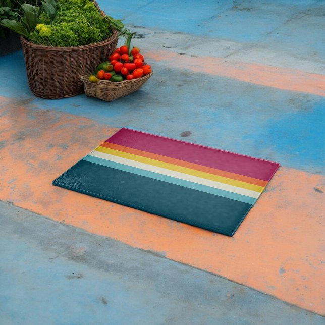 Pink and Blue Shades Stripe Cutting Board (Chopping Board)