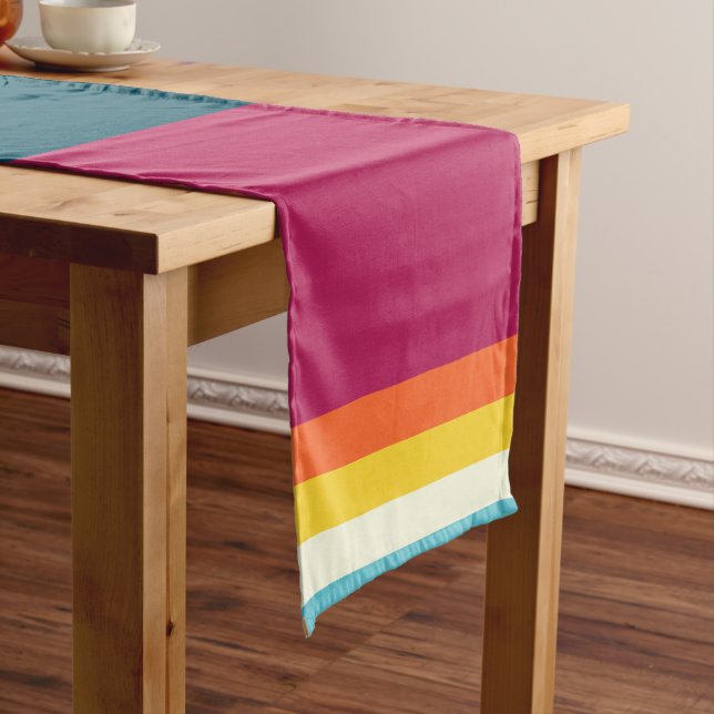 Pink and Blue Shades Stripe Long Table Runner (In Situ)