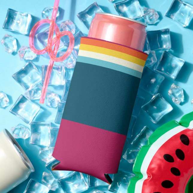 Pink and Blue Shades Stripe Seltzer Can Cooler (In Situ Summer)