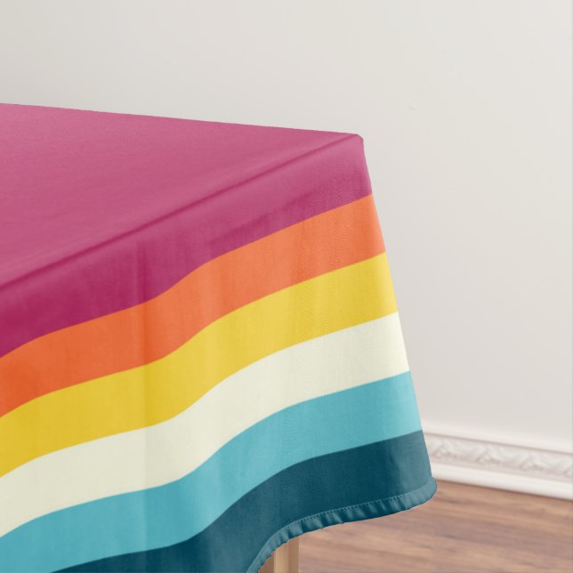 Pink and Blue Shades Stripe Tablecloth (In Situ)
