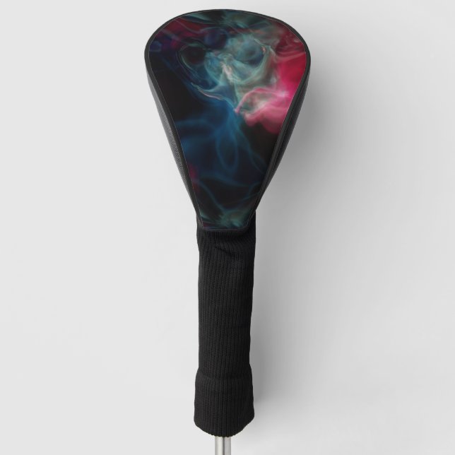 pink and blue smoke abstract golf head cover (Front)