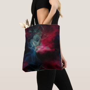 pink and blue smoke abstract tote bag