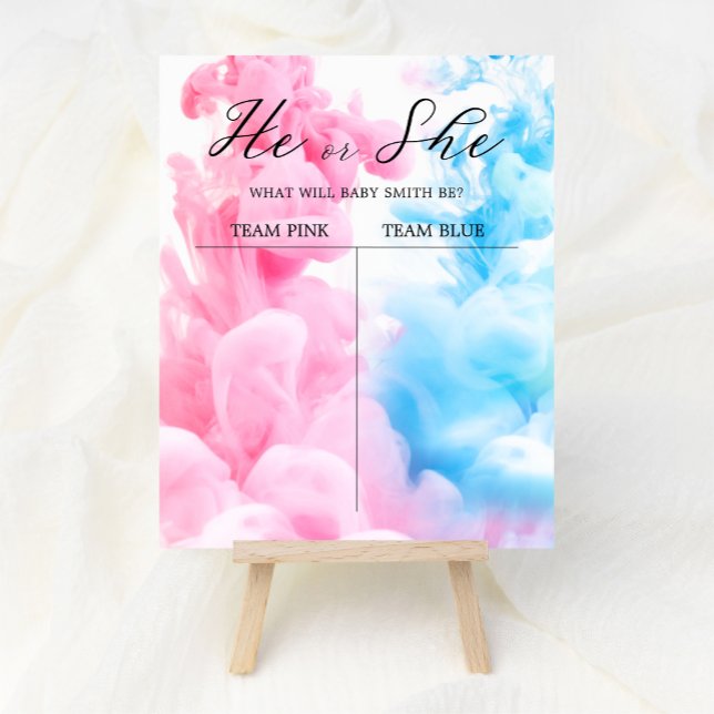 Pink and Blue Smoke Baby Gender Reveal Welcome Poster (Creator Uploaded)