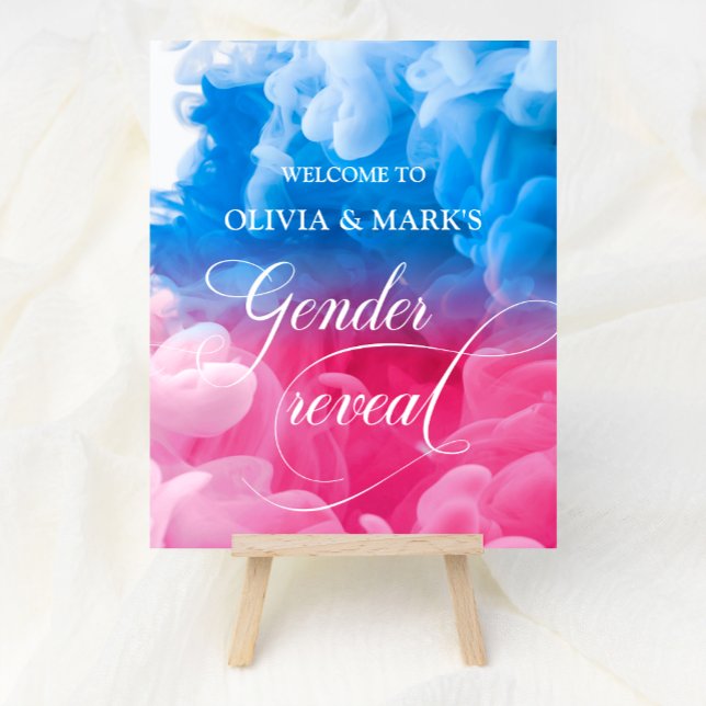 Pink and Blue Smoke Gender Reveal Welcome Sign (Creator Uploaded)